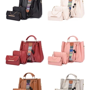 Fashion Women Handbags Wallet Tote Bags Bohemian Pu Leather Bags Large Capacity Ladies Shoulder Bag 3 Piece Handbags Set