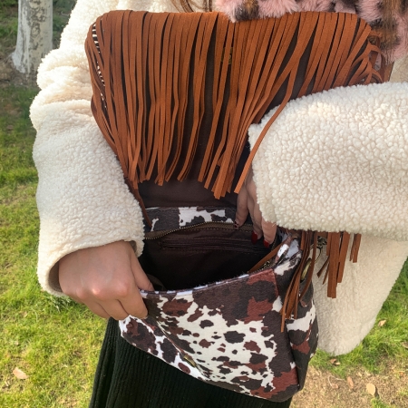 Leopard Crossbody Western Bag Cowgirl Werkzeug Quastel Umhängetasche für Frauen Crossbody Bags Handtaschen Damen Damen