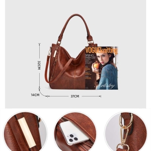 2021 Casual Fashion Luxury Trend Ladies Oil Leather Shaelee Handbag Messenger Bag Female Large-capacity Shopping Bag
